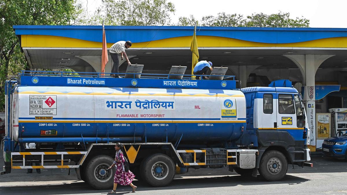 Fuel tanker at an Indian fuel outlet, representing inland transport fuel-cost pressure