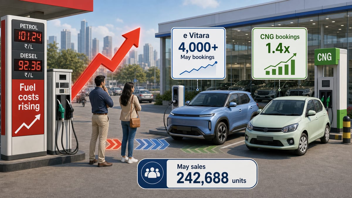Fuel price pressure pushing Indian buyers toward Maruti e Vitara EV and CNG car bookings