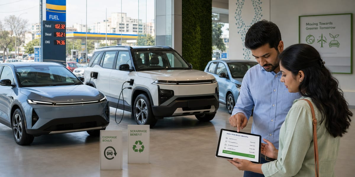 Tata EV June 2026 discount buyer cost impact at an Indian electric vehicle showroom