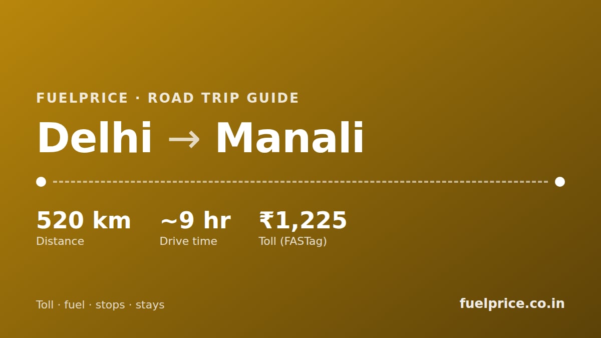 Delhi to Manali Road Trip: Route, Toll, Atal Tunnel & Best Time