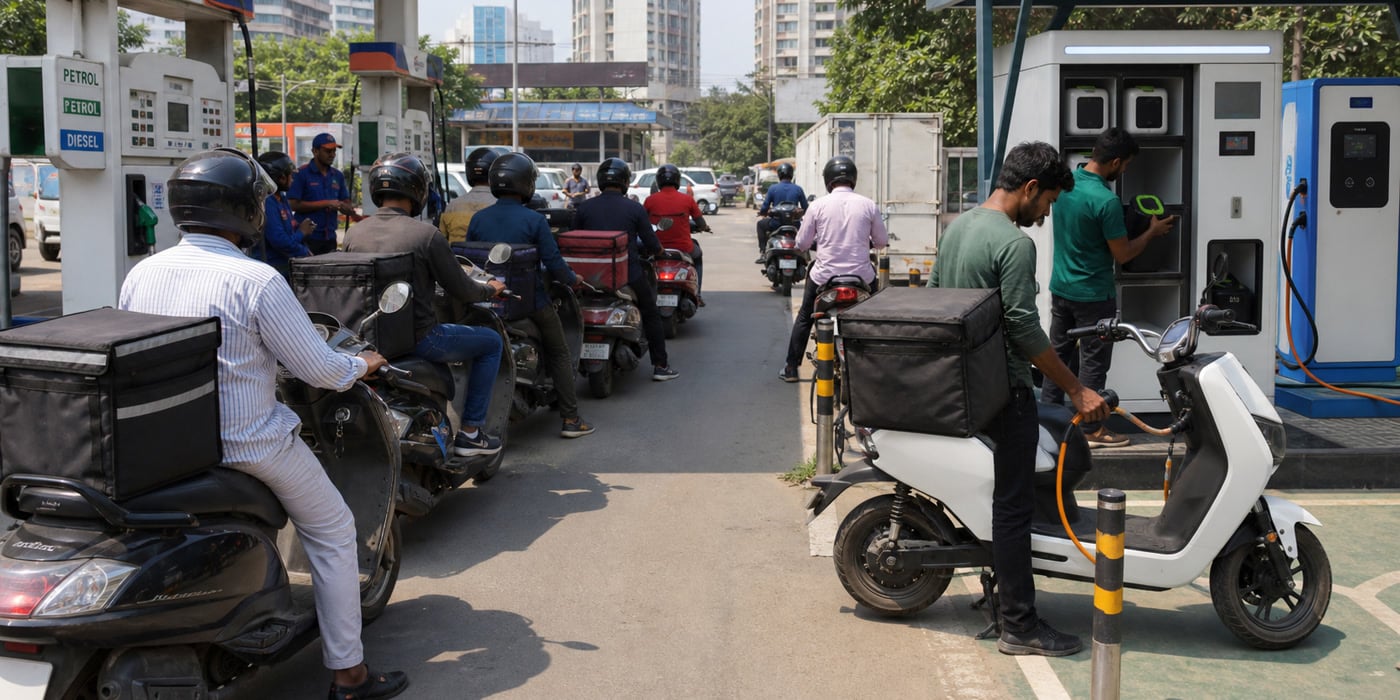 Fuel Hikes Expose Slow EV Shift in Delivery Fleets: Why Riders Still Bear the Petrol Cost Shock