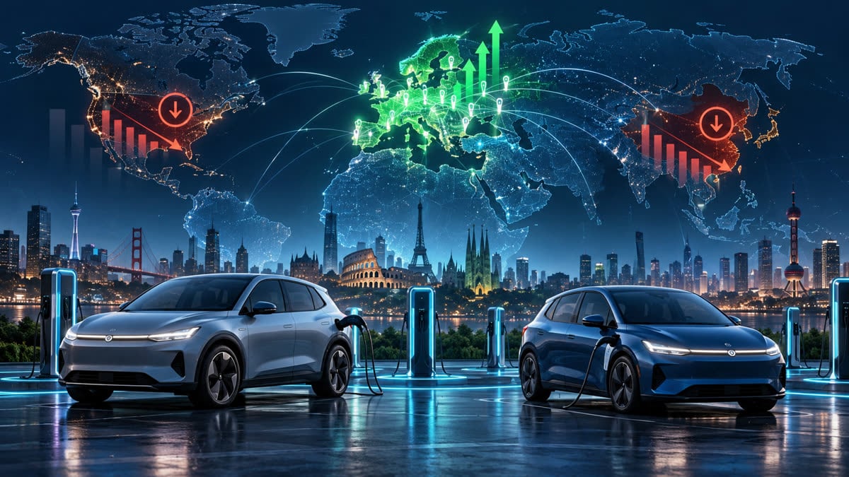 Global EV sales fell 2% in September as Europe diverged