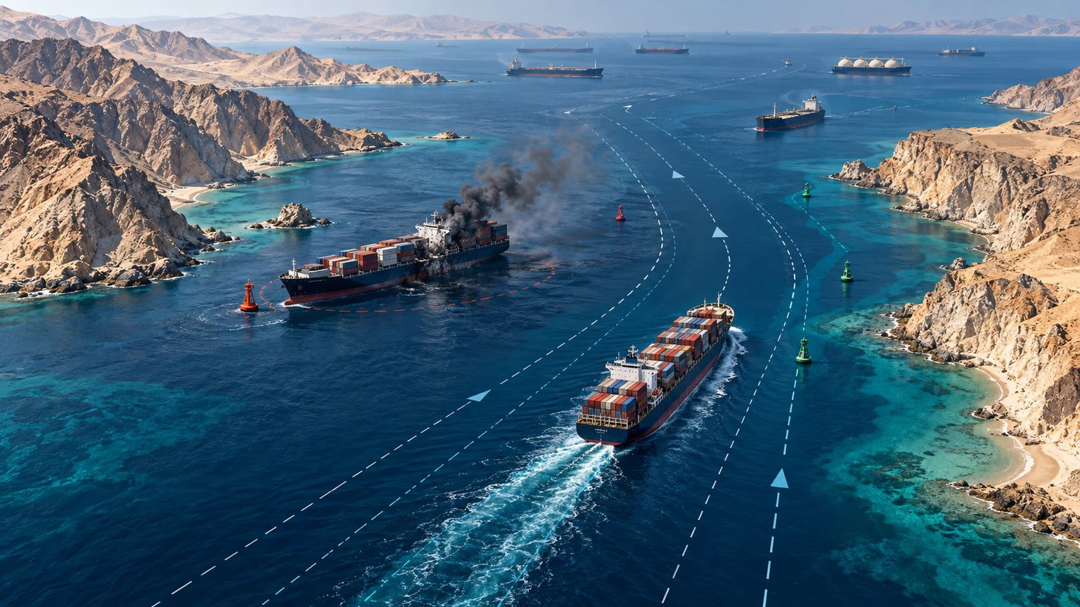 Two Hormuz ships hit, one sinks amid global fuel-route risk