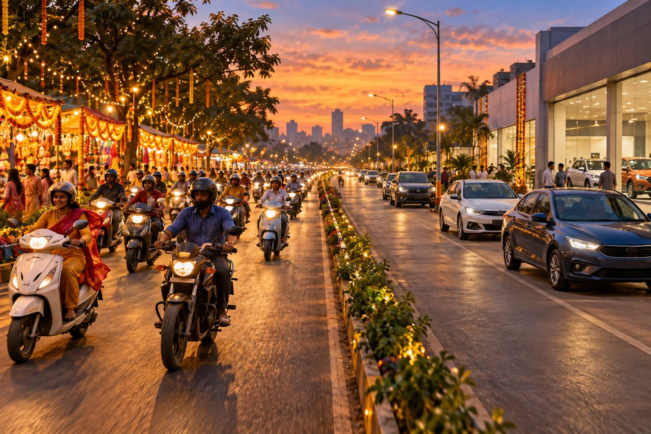 India festive auto demand splits: two-wheelers up 16%, PVs down 6%