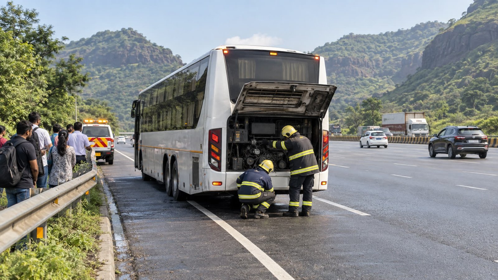 Mumbai-Pune Expressway bus fire: 14 passengers escape safely near Panvel