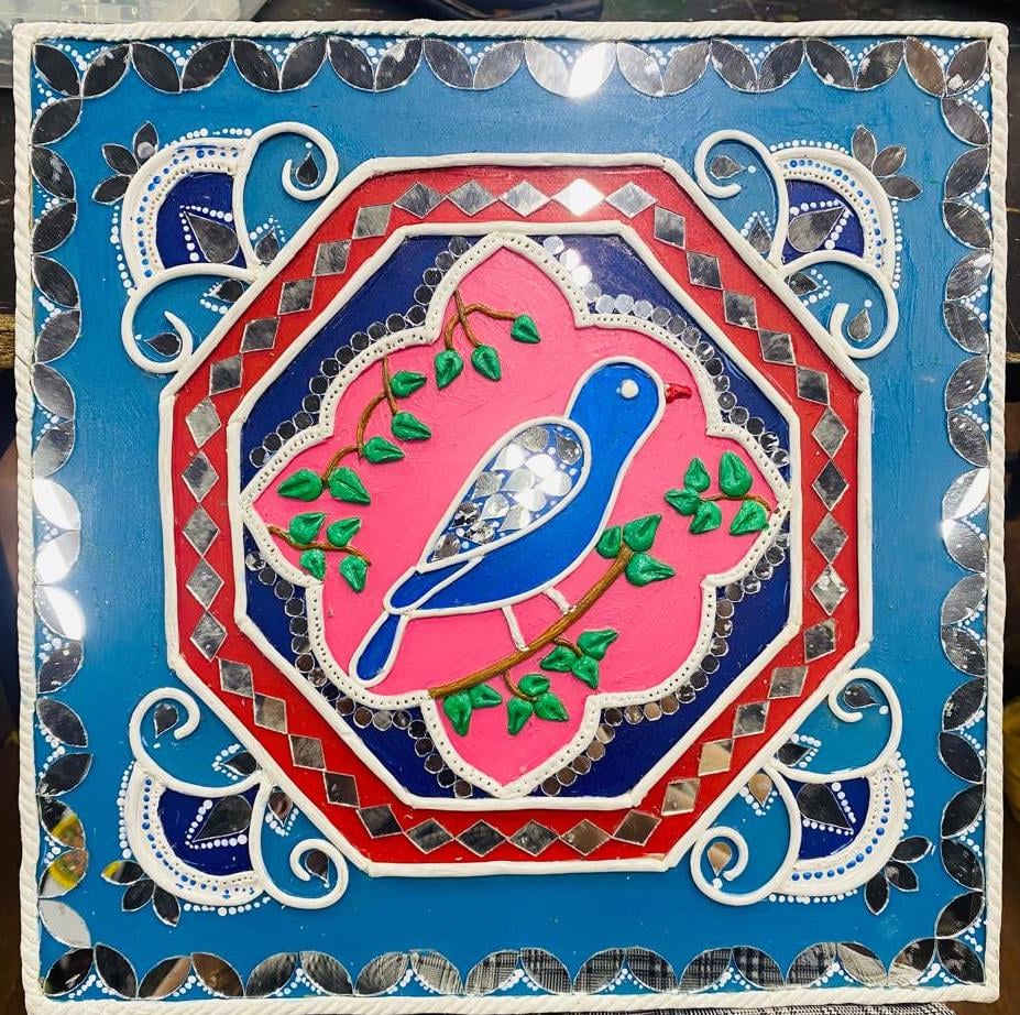 Lippan Art - Blue Bird on Tree Branch