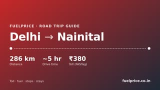 Delhi to Nainital Road Trip: Route, Toll, Mall Road Parking & Best Time