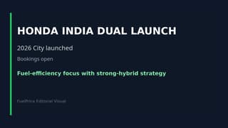 Honda Launches 2026 City and Debuts ZR-V Hybrid SUV in India: Bookings Open, July Deliveries for Flagship CBU