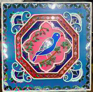 Lippan Art - Blue Bird on Tree Branch