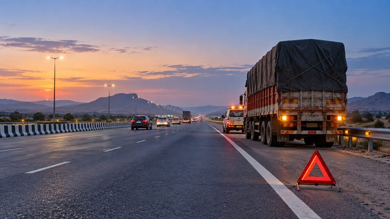 Kota expressway crash kills 2: parked-truck safety checks
