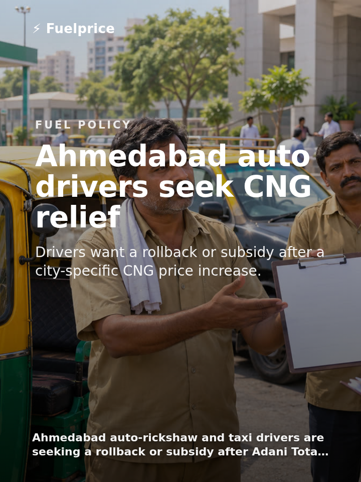 Relif Image Ahmedabad auto drivers seek relief as CNG reaches ₹98.47/kg | Fuelprice